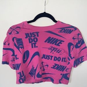 Nike Pink and Blue Crop Shirt